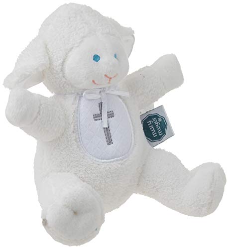 Mary Meyer Christening Lamb Rattle, 5-Inch Plush Baby Toy with Embroidered Cross