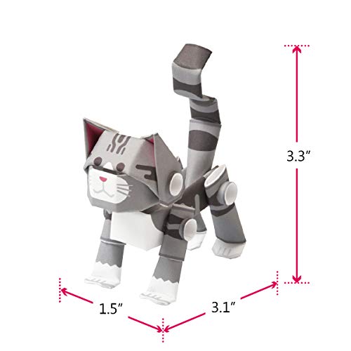 PIPEROID Silver Tabby Cat – Japanese 3D Paper Puzzle | DIY Origami Kit for Kids & Adults