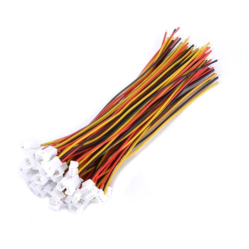 YWBL-WH 20-Pack 3-Pin JST Right Angle Connector Wires - 100mm Tinned Copper for Drones, LEDs & RC Models