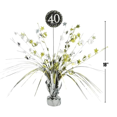 Amscan 18 Inch Gold & Silver Foil 40th Birthday Centerpiece - Elegant Party Decor