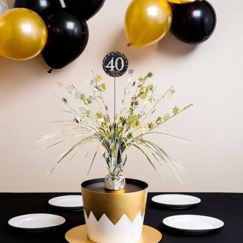 Amscan 18 Inch Gold & Silver Foil 40th Birthday Centerpiece - Elegant Party Decor