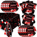 41pcs Black and Red Party Supplies Set – Plates, Napkins & Tablecloth for 20 Guests