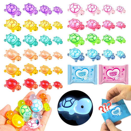42 Mini Turtle Blind Bags – Glow in the Dark Resin Figurines for Kids Party Favors & Collecting