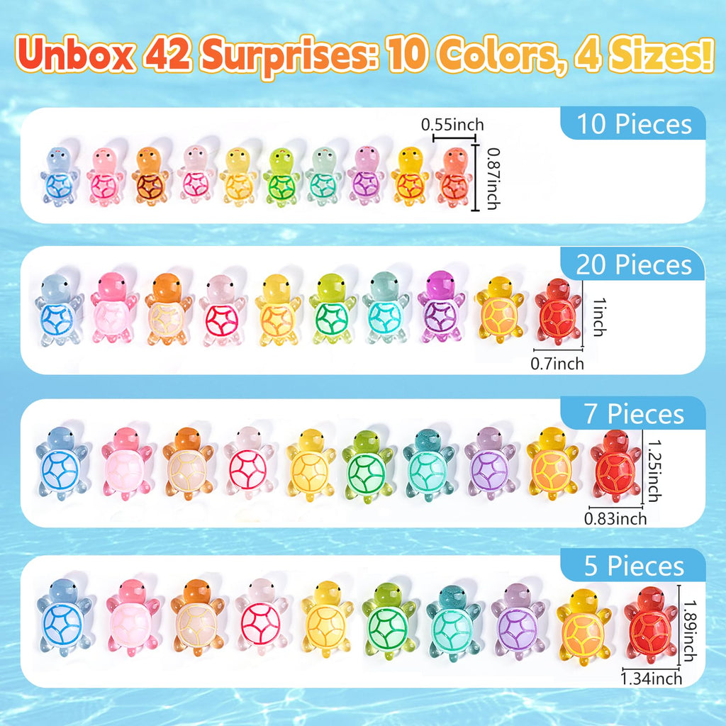 42 Mini Turtle Blind Bags – Glow in the Dark Resin Figurines for Kids Party Favors & Collecting