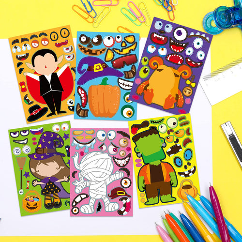 42 Sheets Halloween Sticker Craft Kit for Kids – Make Your Own Monster & Pumpkin Stickers