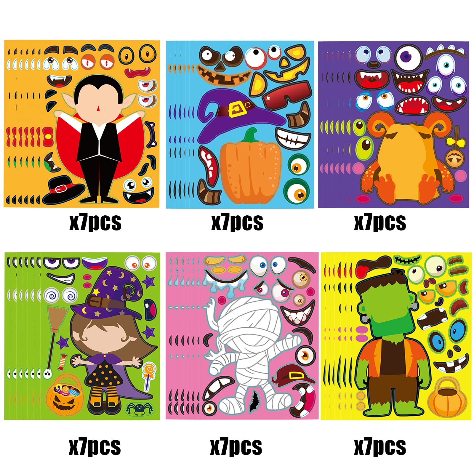 42 Sheets Halloween Sticker Craft Kit for Kids – Make Your Own Monster & Pumpkin Stickers