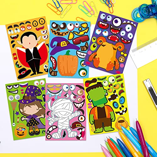 42 Sheets Halloween Sticker Craft Kit for Kids – Make Your Own Monster & Pumpkin Stickers