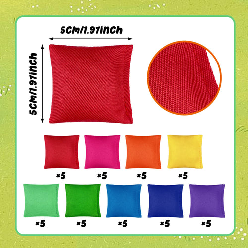 45 Colourful Nylon Bean Bags Set for Outdoor Games and Parties