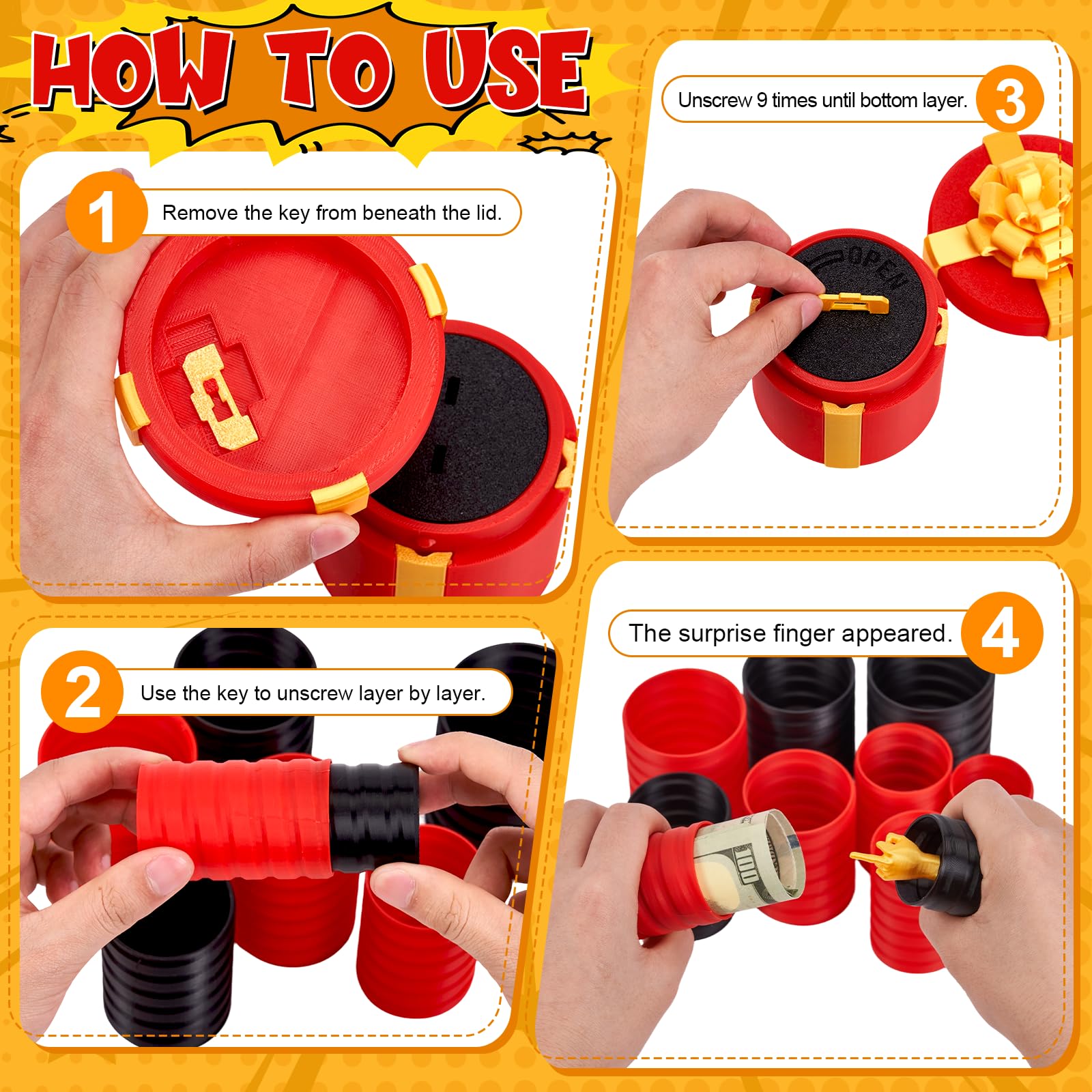 4.72 in Prank Nesting Gift Box - 10 Layer Annoying Mystery Box with Pop-Up Finger for Adults