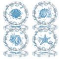 48 Blue Bow Seashell Paper Plates - 7 Inch Coastal Disposable Plates for Beach Parties