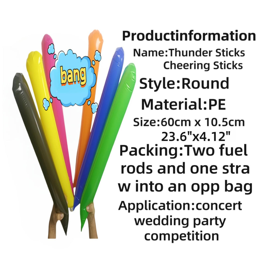 48 Blue Thunder Sticks – Inflatable Cheering Noise Makers for Sports & Parties
