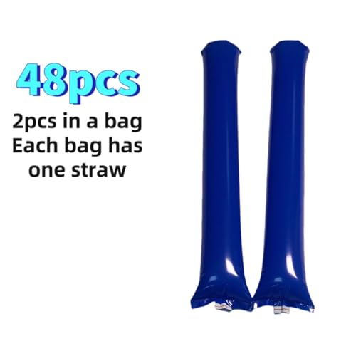48 Blue Thunder Sticks – Inflatable Cheering Noise Makers for Sports & Parties