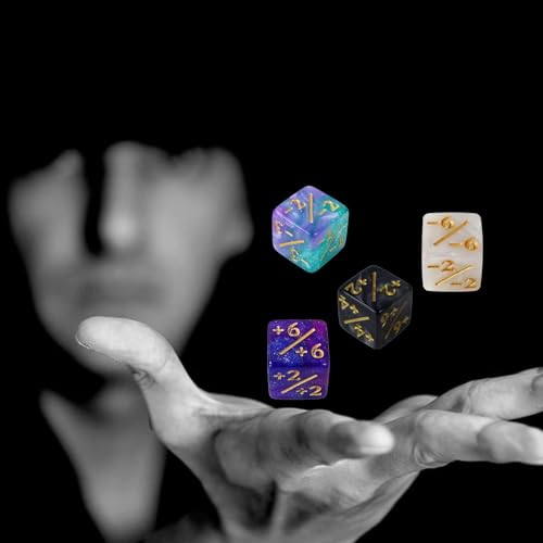 48 Glitter D6 Dice for MTG - Acrylic Marble Counters with Velvet Bag (Black/White & Blue/Purple)