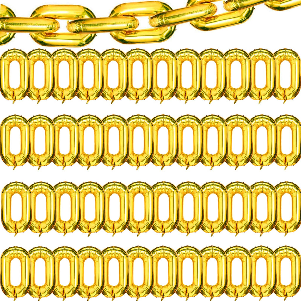 48 Gold Foil Chain Balloons 16 Inch – Jumbo Decoration Set for 80s 90s Party Backdrop