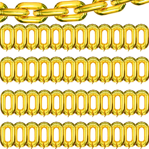 48 Gold Foil Chain Balloons 16 Inch – Jumbo Decoration Set for 80s 90s Party Backdrop