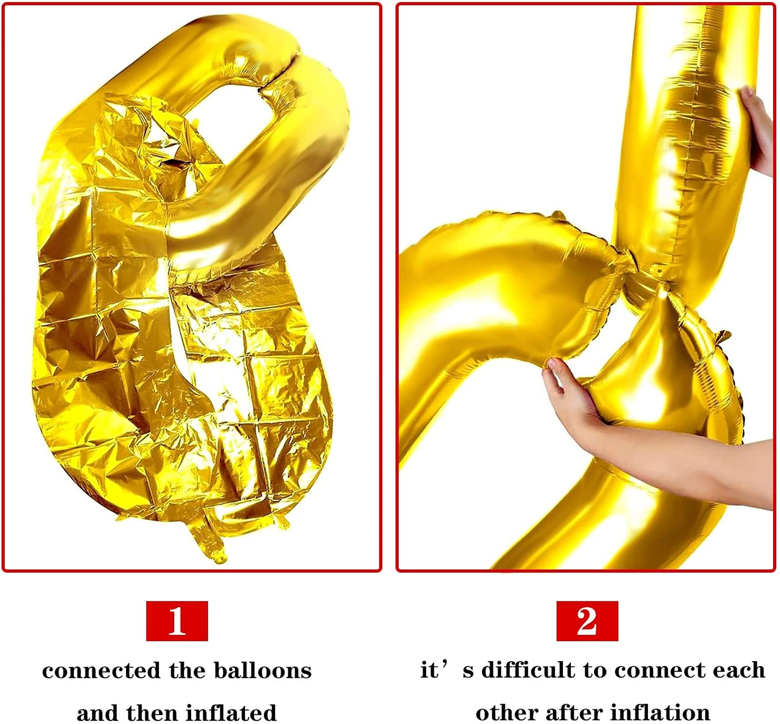 48 Gold Foil Chain Balloons 16 Inch – Jumbo Decoration Set for 80s 90s Party Backdrop