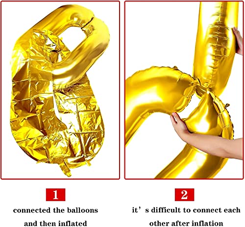 48 Gold Foil Chain Balloons 16 Inch – Jumbo Decoration Set for 80s 90s Party Backdrop
