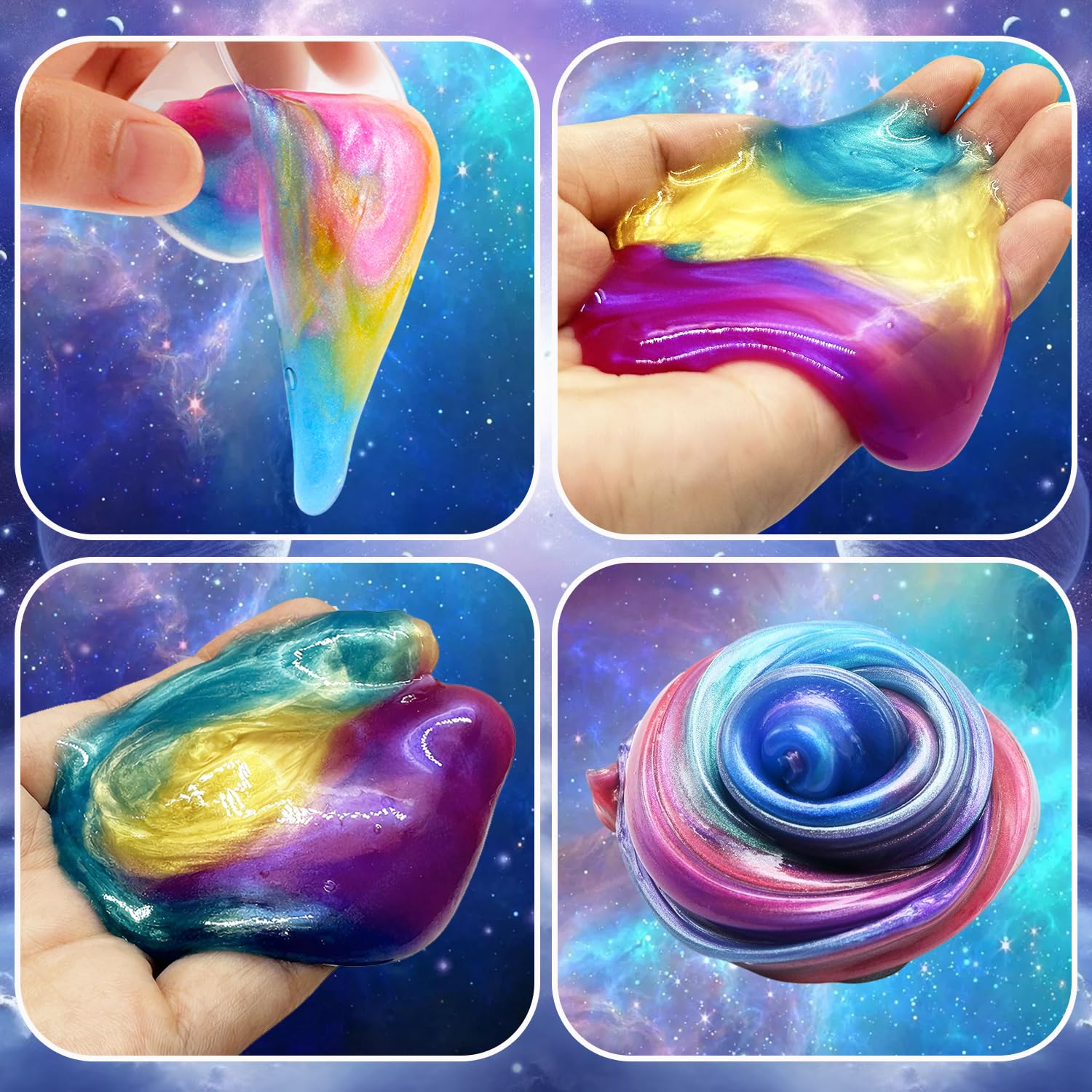 48-Pack Galaxy Slime Bulk Set – Non-Sticky Stress Relief Putty for Kids, Party Favors, Easter Basket Stuffers