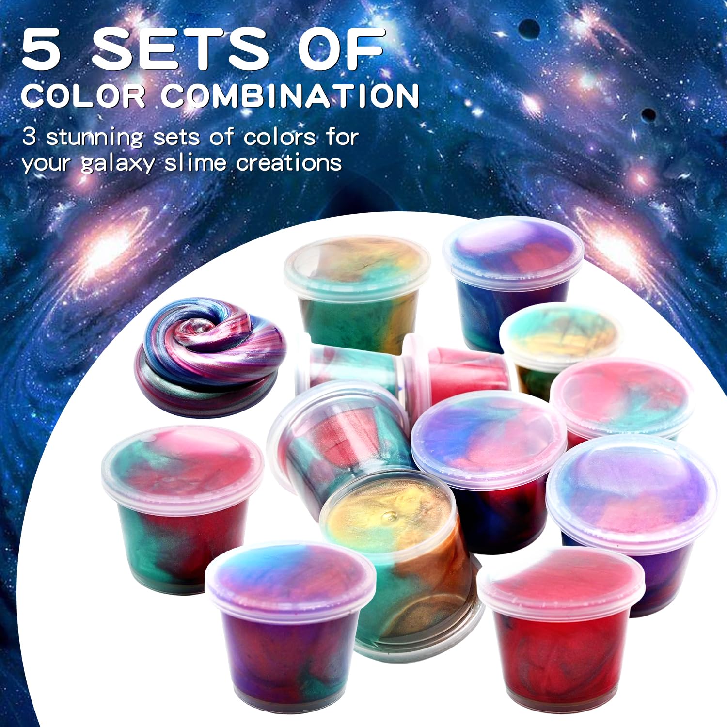 48-Pack Galaxy Slime Bulk Set – Non-Sticky Stress Relief Putty for Kids, Party Favors, Easter Basket Stuffers