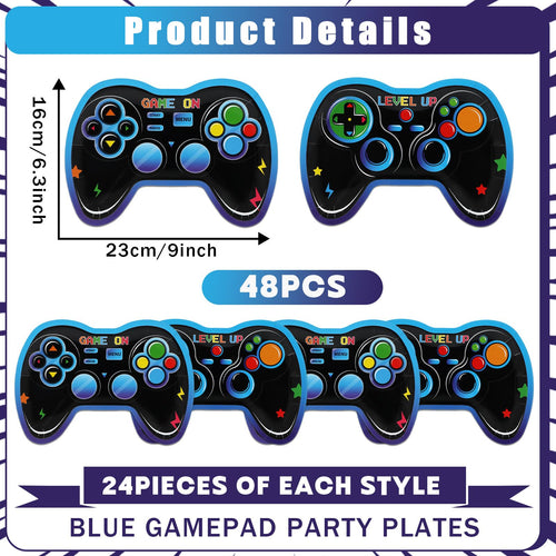 48-Pack Game Controller Paper Plates for Video Game Birthday Parties
