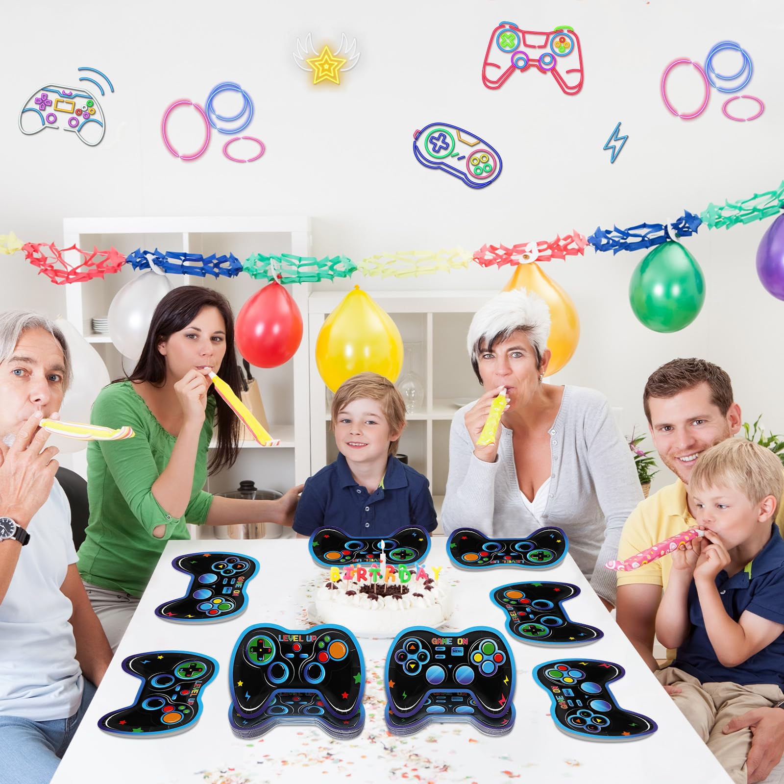 48-Pack Game Controller Paper Plates for Video Game Birthday Parties