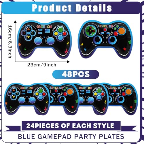 48-Pack Game Controller Paper Plates for Video Game Birthday Parties