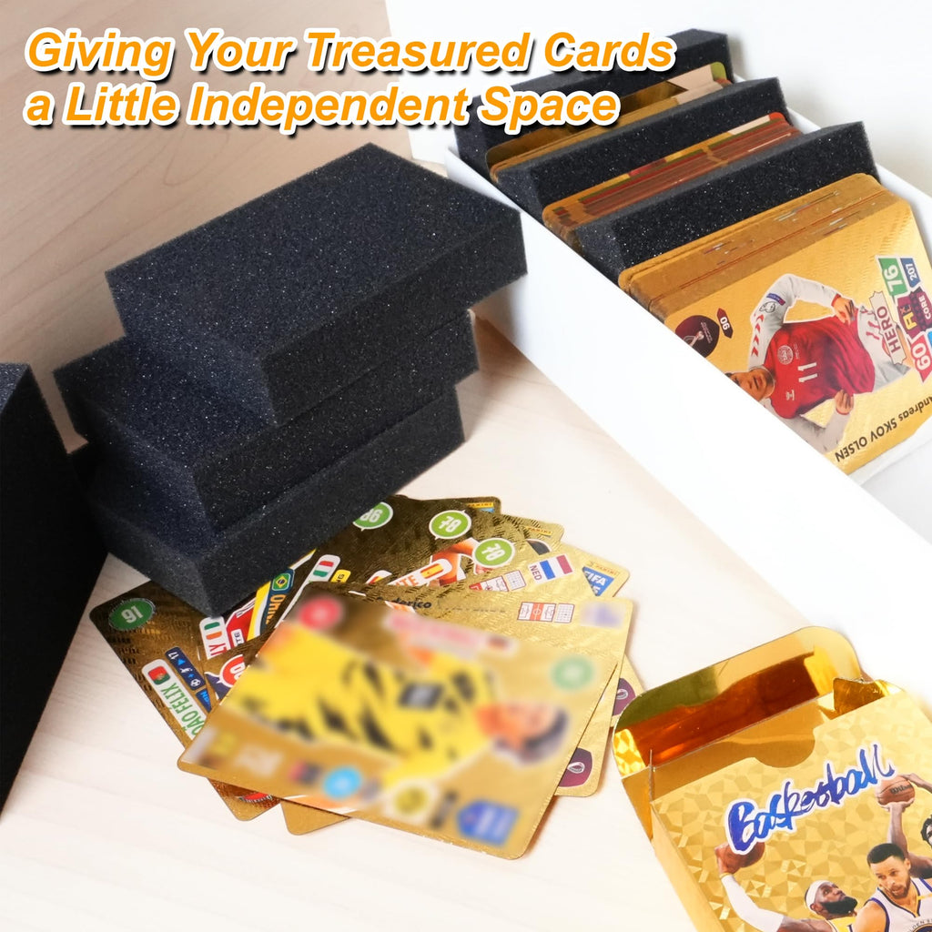 48 PCS EVA Foam Card Dividers for Trading Card Storage Boxes - Shock Absorbing, Cuttable, Black