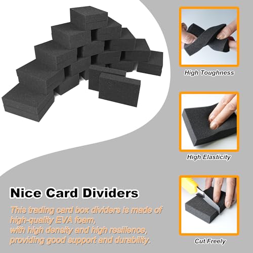 48 PCS EVA Foam Card Dividers for Trading Card Storage Boxes - Shock Absorbing, Cuttable, Black