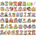 48-Piece Diamond Art Sticker Kit for Kids – Animal Gem Art Stickers, 5D Mosaic Craft for Boys Girls Ages 4-12
