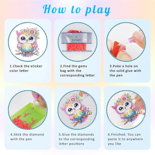 48-Piece Diamond Art Sticker Kit for Kids – Animal Gem Art Stickers, 5D Mosaic Craft for Boys Girls Ages 4-12