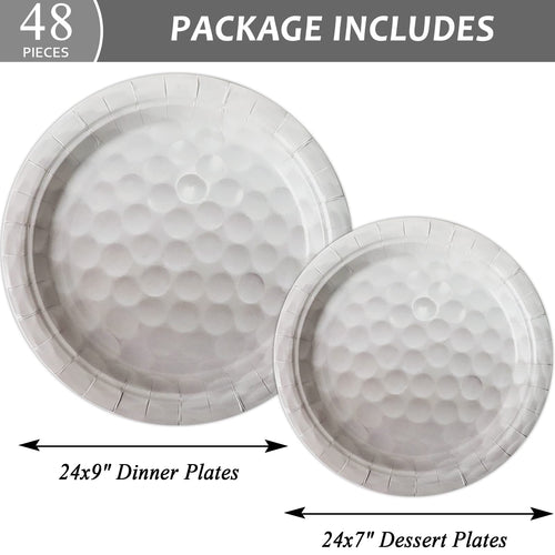 48-Piece Golf Birthday Plates Set - Disposable Paper Dinner and Dessert Plates for Sports Themed Party