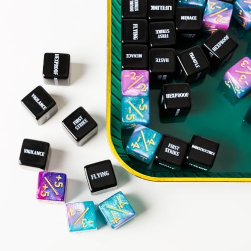 48-Piece MTG Counter Dice Set – Keyword, +1/+6 & -1/-6 Counters with Bag