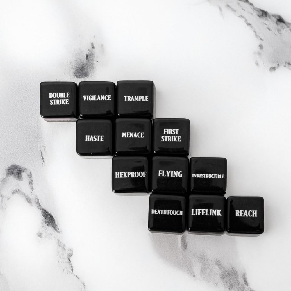 48-Piece MTG Counter Dice Set – Keyword, +1/+6 & -1/-6 Counters with Bag