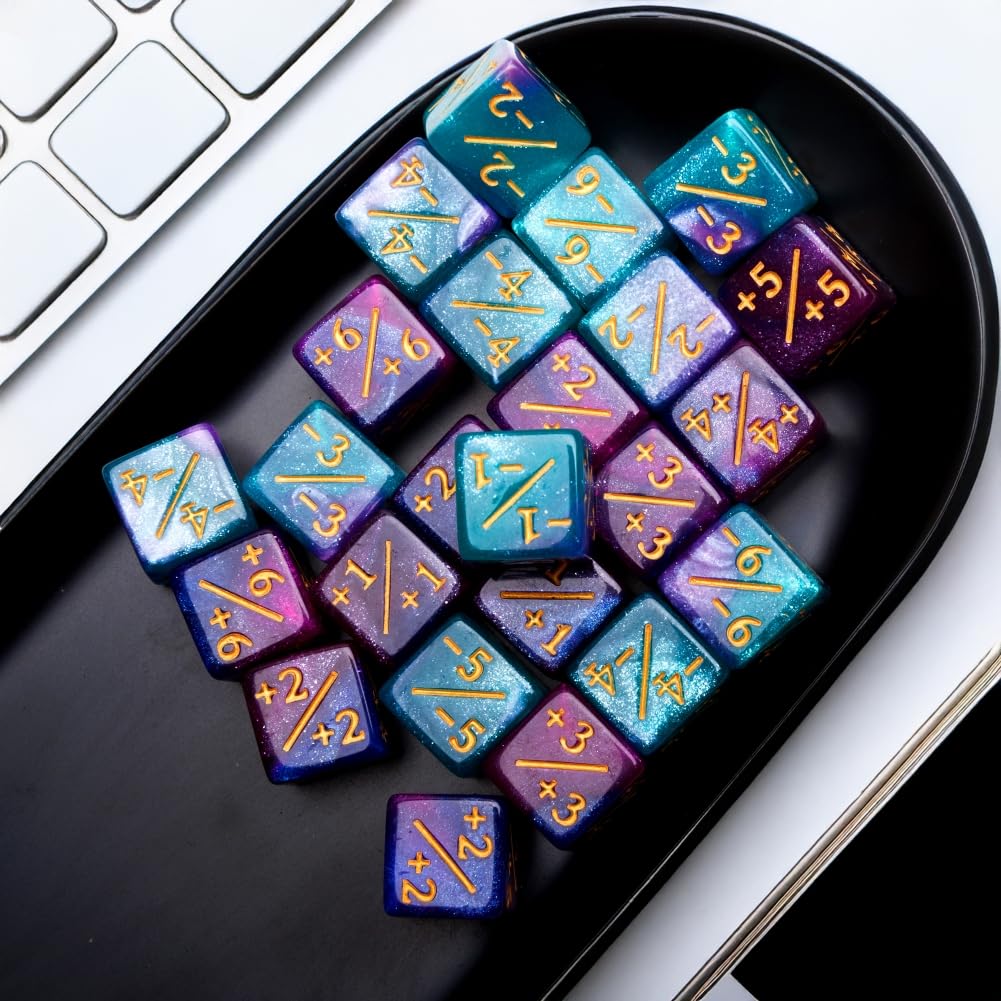 48-Piece MTG Counter Dice Set – Keyword, +1/+6 & -1/-6 Counters with Bag