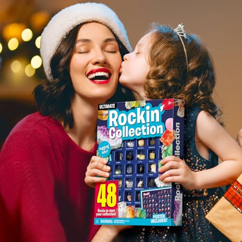 48-Piece Rock and Mineral Collection for Kids – Geology Gem Kit with Tiger’s Eye, Rose Quartz, and Identification Guide