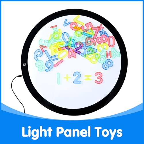 48 Translucent Number Tiles for Light Tables – 4 Sets of 1-10 & Symbols (Red, Blue, Yellow, Green)
