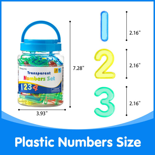 48 Translucent Number Tiles for Light Tables – 4 Sets of 1-10 & Symbols (Red, Blue, Yellow, Green)