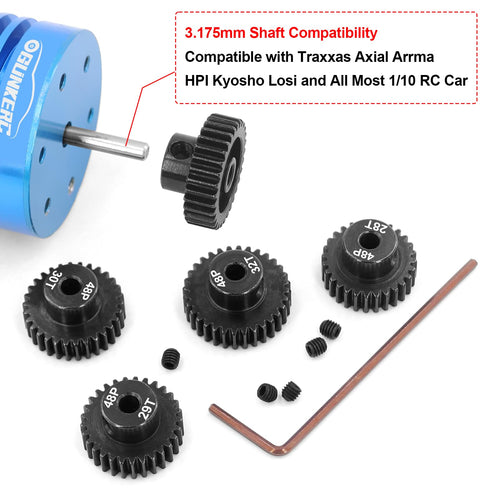 48P Pinion Gear Set 28T-32T (5 Gears) for 1/10 RC Cars – Hardened Steel, 3.175mm Shaft
