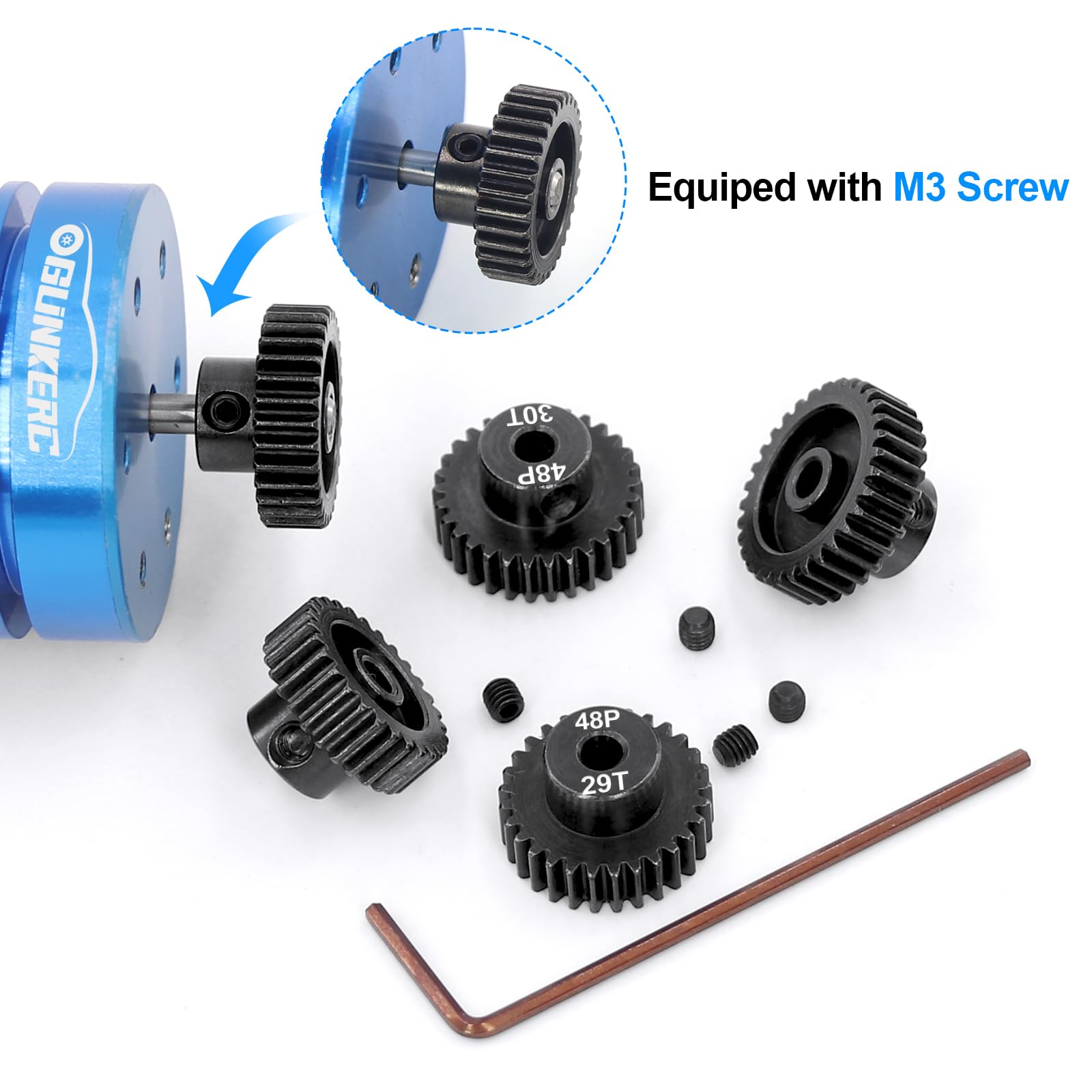 48P Pinion Gear Set 28T-32T (5 Gears) for 1/10 RC Cars – Hardened Steel, 3.175mm Shaft
