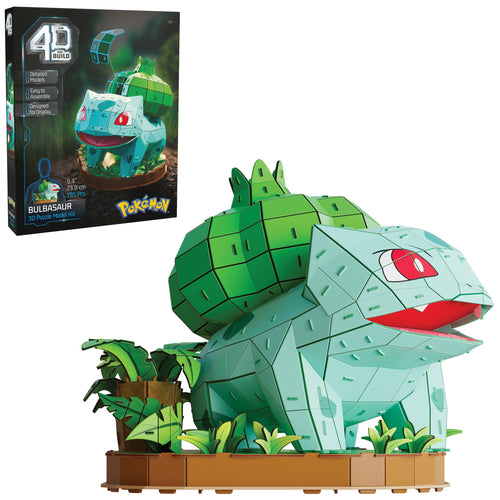 4D Build Pokémon Bulbasaur 3D Puzzle Kit - 195 Pieces, No Glue, Display Model 9.3" x 11.4" x 9.4"