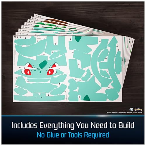 4D Build Pokémon Bulbasaur 3D Puzzle Kit - 195 Pieces, No Glue, Display Model 9.3" x 11.4" x 9.4"