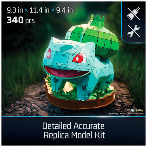 4D Build Pokémon Bulbasaur 3D Puzzle Kit - 195 Pieces, No Glue, Display Model 9.3" x 11.4" x 9.4"