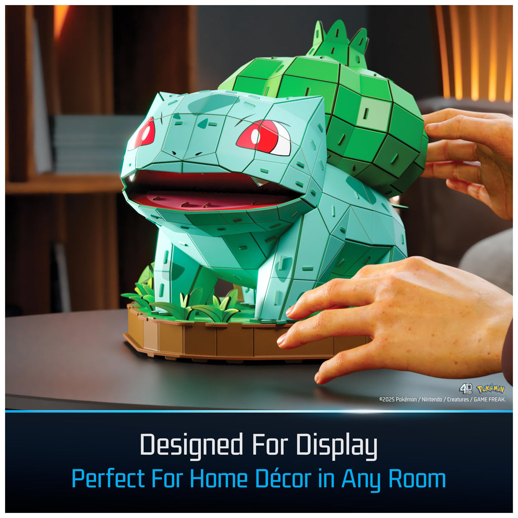 4D Build Pokémon Bulbasaur 3D Puzzle Kit - 195 Pieces, No Glue, Display Model 9.3" x 11.4" x 9.4"