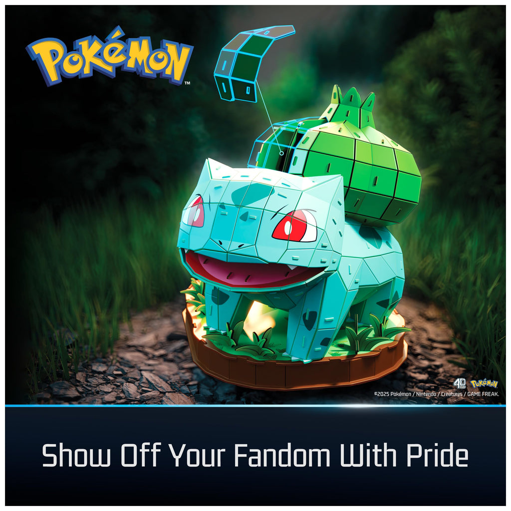 4D Build Pokémon Bulbasaur 3D Puzzle Kit - 195 Pieces, No Glue, Display Model 9.3" x 11.4" x 9.4"