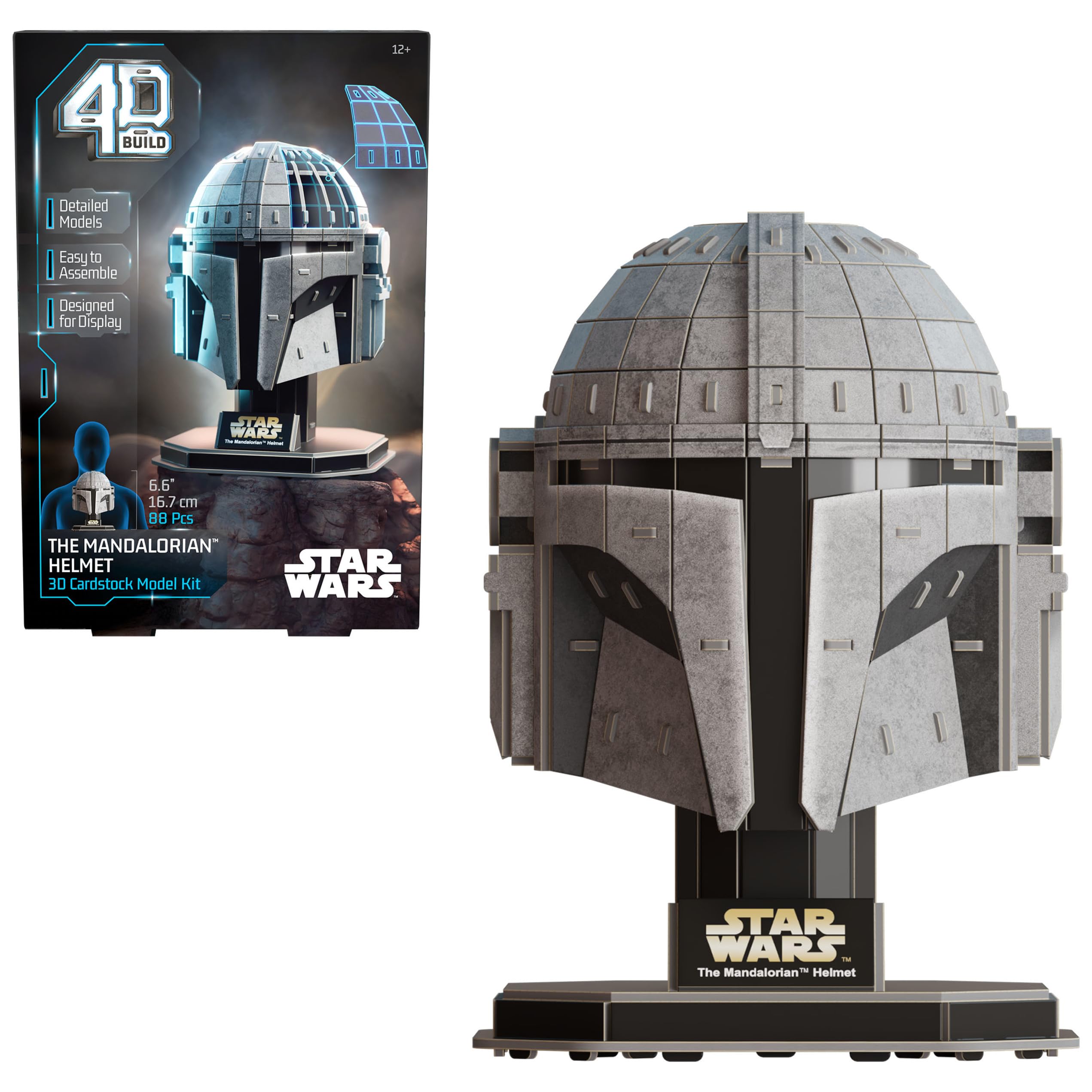 4D Build Star Wars Mandalorian Helmet 3D Puzzle – 88-Piece Cardstock Model Kit for Display