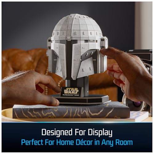 4D Build Star Wars Mandalorian Helmet 3D Puzzle – 88-Piece Cardstock Model Kit for Display