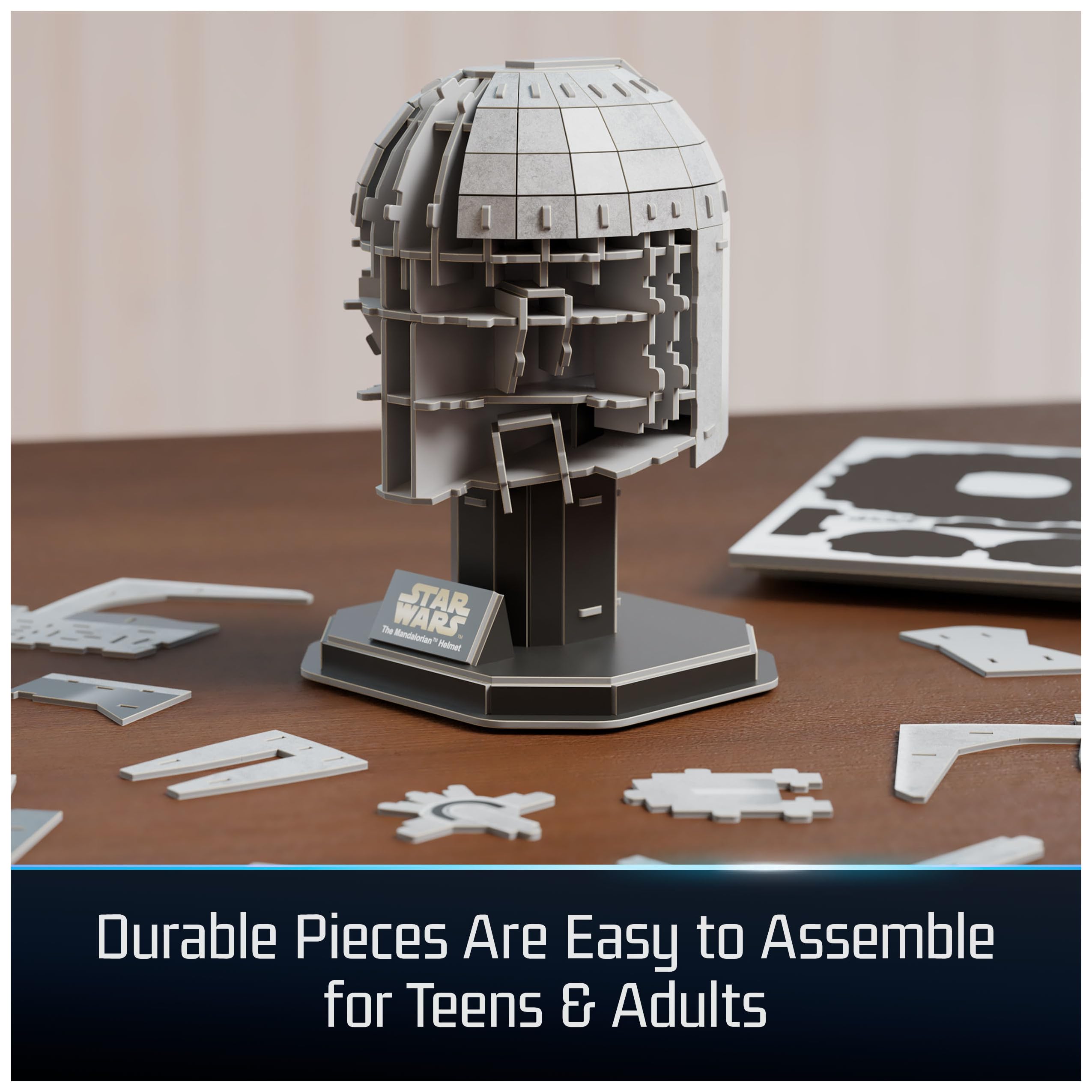 4D Build Star Wars Mandalorian Helmet 3D Puzzle – 88-Piece Cardstock Model Kit for Display