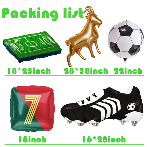 4D Football Balloons Set - Soccer Field, Cleats, Jersey & Goat Decorations | Red & Green Sports Party Pack