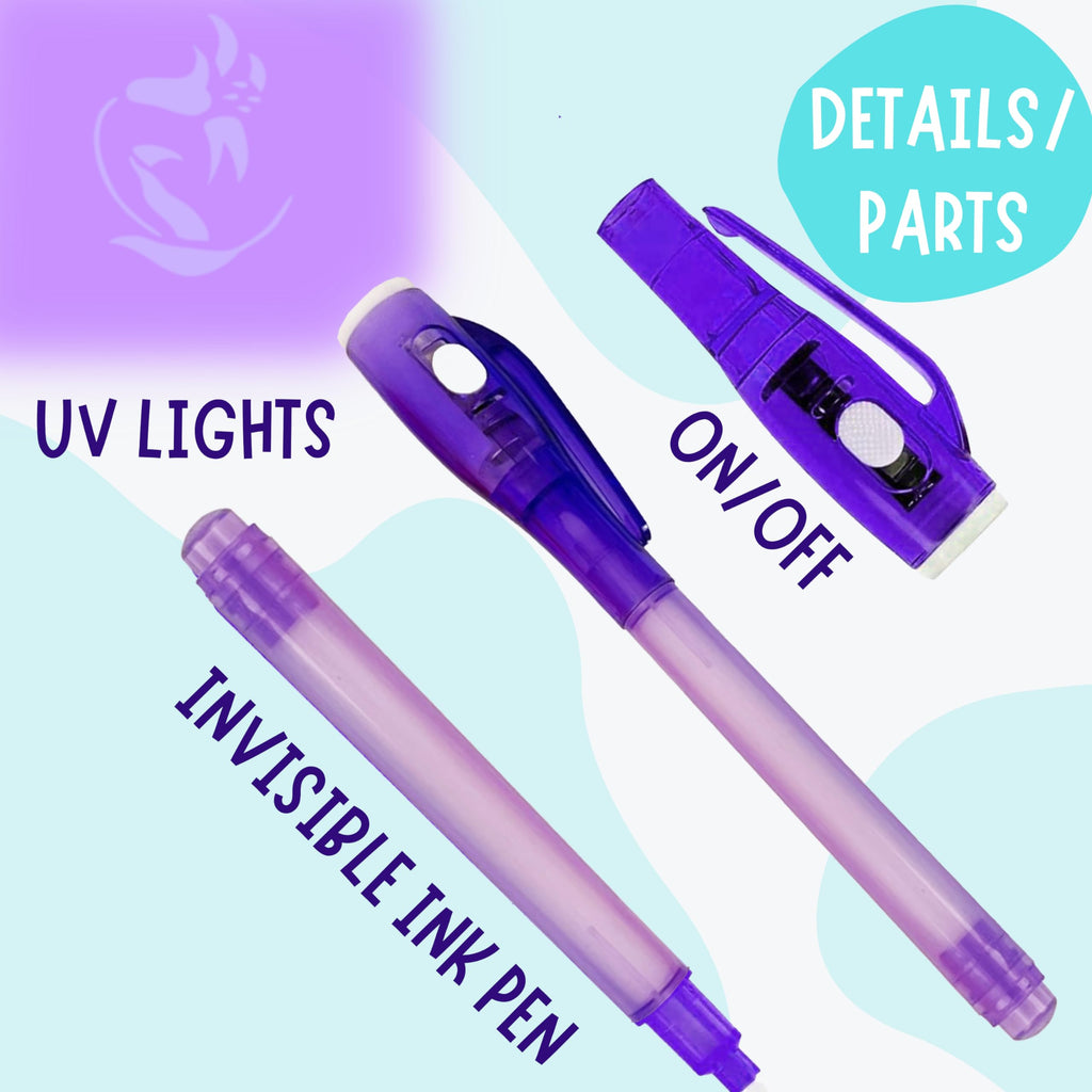 4E's Novelty 12-Pack Invisible Ink Spy Kit with UV Pens, Mini Notebooks & Goodie Bags for Kids Party Favors