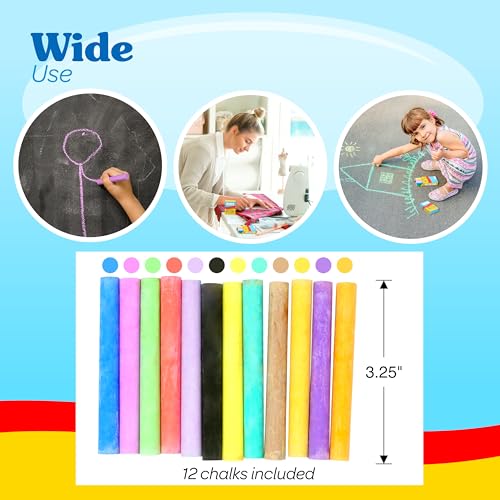 4E's Novelty 144 Mini Chalk Sets - 12 Boxes of 12 Colors, Non-Toxic Sidewalk & Blackboard Chalk for Kids Party Favors